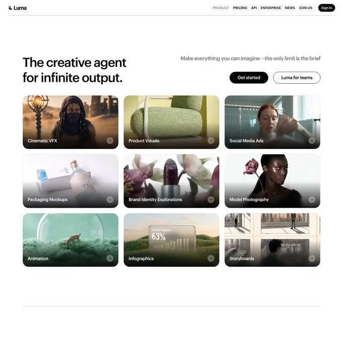 The Luma Dream Machine plan page as it appeared on 16 September 2026.
